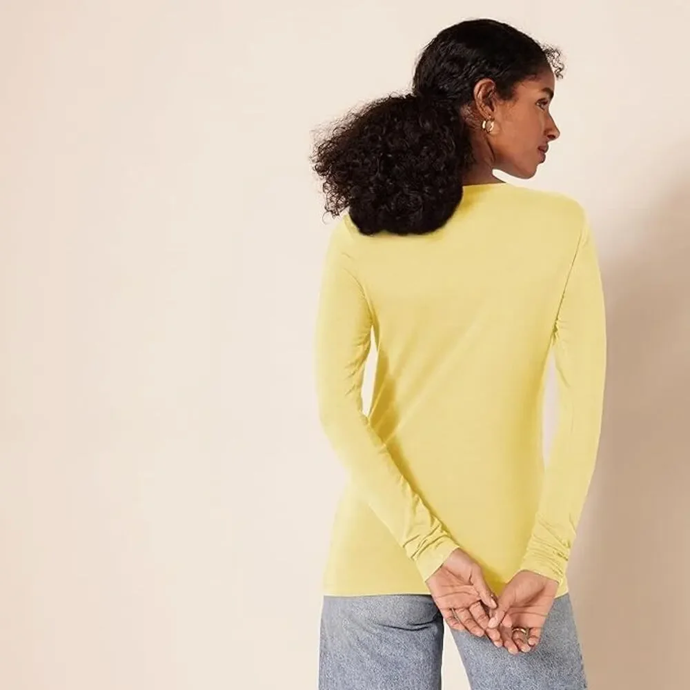 AMAZON ESSENTIALS WOMENS REGULAR FIT LONG SLEEVE CREWNECK T-SHIRT MEDIUM NWT - Picture 2 of 5